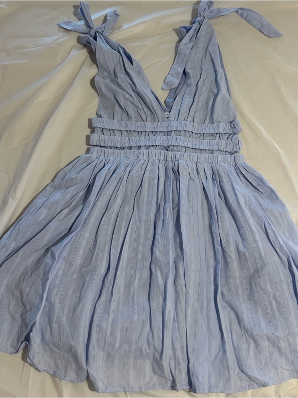 Light Blue Tie-Shoulder Sundress